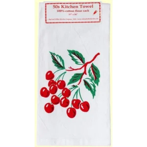 Decorative Towel Cherry Flour Sack Fabric 100% Cotton Fruit Retro Suumer Vl15