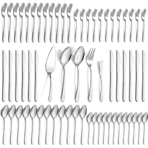 Mirdinner 65 Pcs Silverware Set with Serving Set for 12, Stainless Steel Flatware Cutlery Set Contains 5 Pcs Serving Set, for Home, Restaurant or Parties, Dishwasher Safe